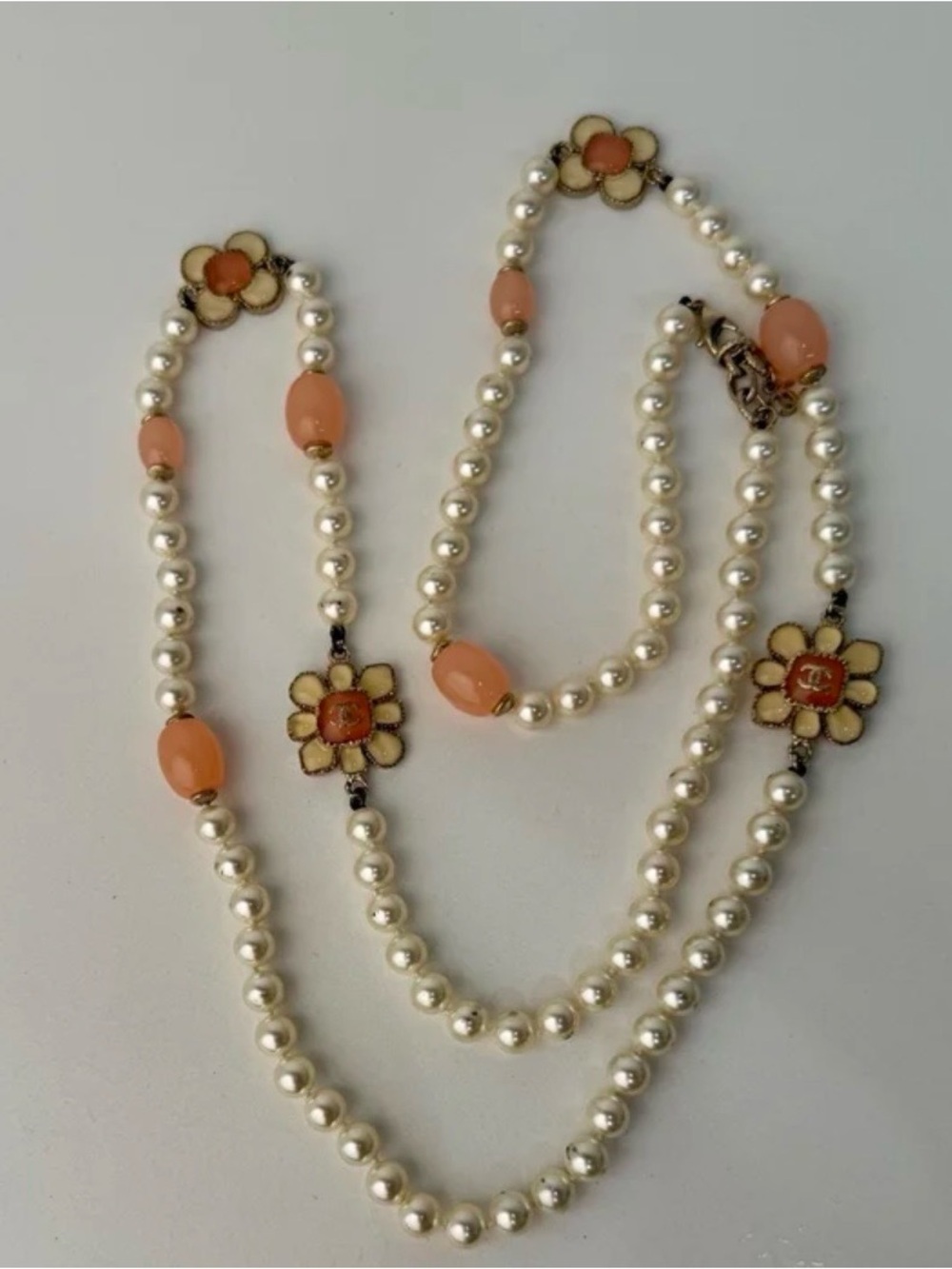 CHANEL Vintage Camelia Long Necklace — Original 2016 Receipt plus packaging
